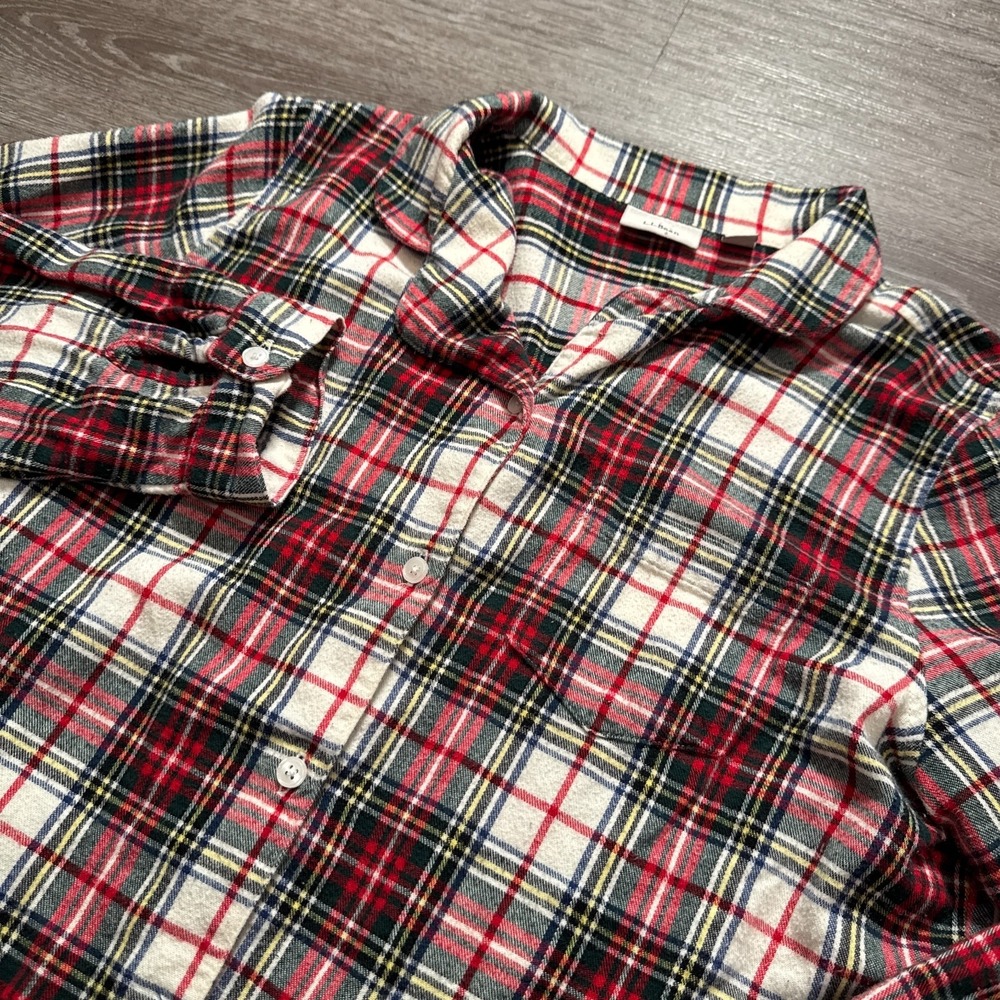 LL Bean Shirt Womens Large Plaid Flannel‎ Button Up 100% Cotton Vintage Adult
